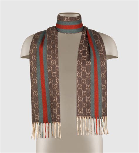 gucci men's cashmere scarf|gucci jacquard wool scarf.